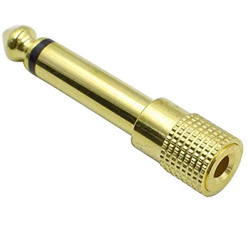 1/4'' to 3.5mm Mono Adapter, 6.35mm (1/4'') TS Male Plug to 3.5mm (1/8'') Stereo Female Audio Adaptor Audio Connector Golden - (4 Pcs)