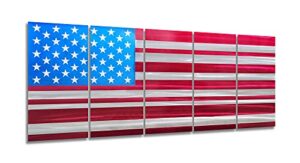 yhsky arts american flag metal art wall decor handcrafted 3d aluminum artwork in red blue and silver color modern abstract metallic sculptures for living room bedroom office