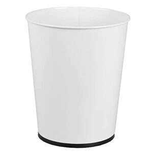home basics open top waste bin | non-skid base | 8 lt capacity | measures 9.5" x 10.25" | made from steel (solid design, white)