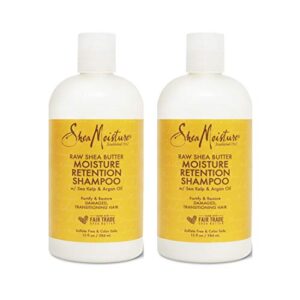 sheamoisture moisture retention shampoo for dry, damaged or transitioning hair raw shea butter shampoo to hydrate hair 13 oz 2 count