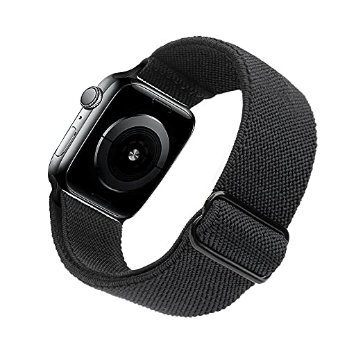 Arae Stretchy Watch Band Compatible for Apple Watch Band 41mm 40mm 38mm Comfortable Adjustable Sport Band for iWatch Series 8 7 6 5 4 SE 3 2 1 Women Men - Black