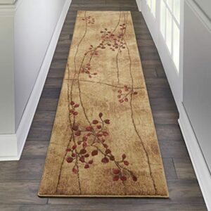 Nourison Somerset Rustic Latte 2'3" x 8' Area-Rug, Easy-Cleaning, Non Shedding, Bed Room, Living Room, Dining Room, Kitchen (2x8) & Anchorlock Non Slip Area Rug Runner Pad 1'8" x 7'6", Ivory