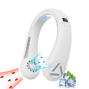 normia rita [2023 upgraded] personal air conditioner neck fan with refrigeration chip usb poratble fan led screen fast cool 45℉-55℉/ 3 wind speeds