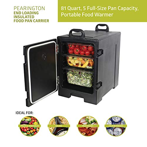 Pearington 81 Quart End-Loading Insulated Food Pan Carrier for 5 Full-Size Pans