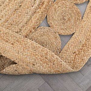 Well Woven Eva Oleana Geometric Pattern Natural Color Hand-Woven Basket Weave Jute 6' Round Area Rug