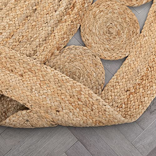 Well Woven Eva Oleana Geometric Pattern Natural Color Hand-Woven Basket Weave Jute 6' Round Area Rug