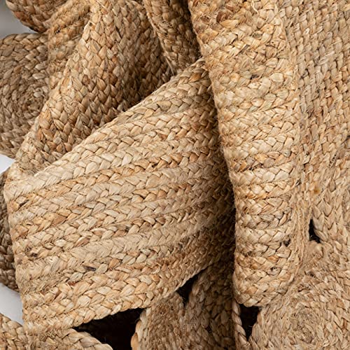 Well Woven Eva Oleana Geometric Pattern Natural Color Hand-Woven Basket Weave Jute 6' Round Area Rug