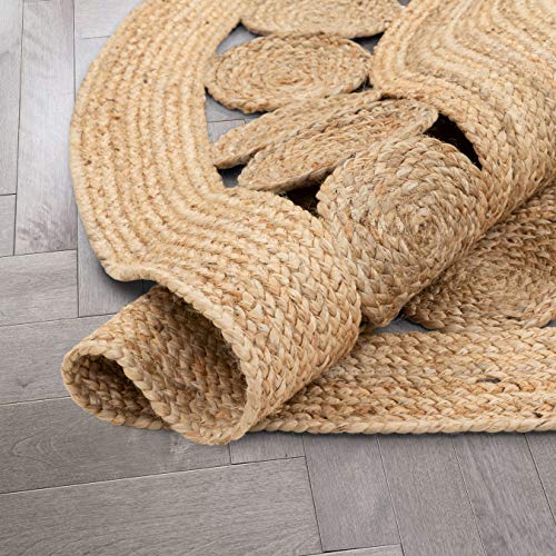 Well Woven Eva Oleana Geometric Pattern Natural Color Hand-Woven Basket Weave Jute 6' Round Area Rug