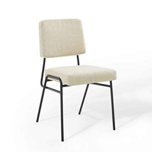 ergode craft upholstered fabric dining side chair - black beige