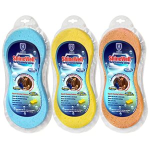 Harrison Howard ShineWell 3PCS Horse Groomer Sponges Dry & Wet Use Horse Massager Grooming Brush-away Mud Dirt Sweat Marking