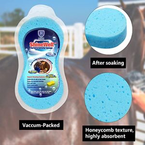 Harrison Howard ShineWell 3PCS Horse Groomer Sponges Dry & Wet Use Horse Massager Grooming Brush-away Mud Dirt Sweat Marking