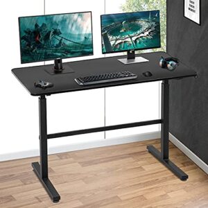 adjustable standing desk, 47" computer desk height converter large desktop stand up desk fit dual monitor for home office,black
