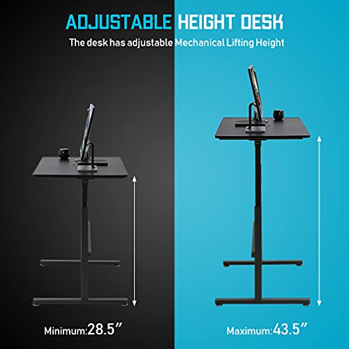 Adjustable Standing Desk, 47" Computer Desk Height Converter Large Desktop Stand Up Desk Fit Dual Monitor for Home Office,Black