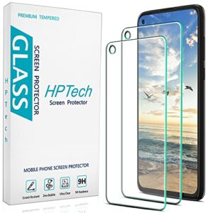hptech (2-pack) compatible for moto g power 2021 tempered glass screen protector, 9h hardness, cutout camera hole, hd clear case friendly