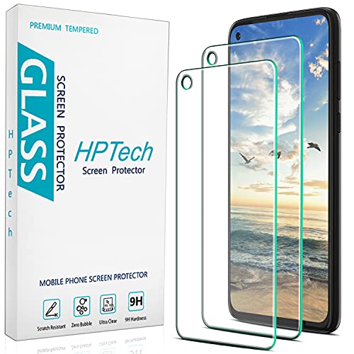 HPTech (2-Pack) Compatible for Moto G Power 2021 Tempered Glass Screen Protector, 9H Hardness, Cutout Camera Hole, HD Clear Case Friendly