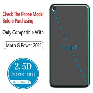 HPTech (2-Pack) Compatible for Moto G Power 2021 Tempered Glass Screen Protector, 9H Hardness, Cutout Camera Hole, HD Clear Case Friendly