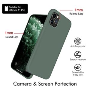 OuXul iPhone 11 Pro Case, Liquid Silicone Phone Case Compatible with iPhone 11 Pro 5.8 inch, Full Body Slim Soft Microfiber Lining Protective Case (Forest Green)