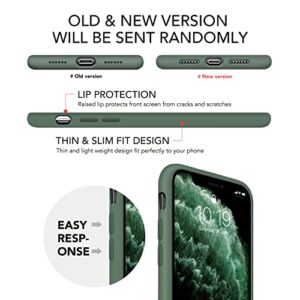 OuXul iPhone 11 Pro Case, Liquid Silicone Phone Case Compatible with iPhone 11 Pro 5.8 inch, Full Body Slim Soft Microfiber Lining Protective Case (Forest Green)