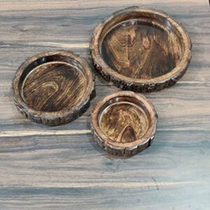 Handmade Wooden Classic Tray Platter With Tree Bark Vintage Display Serving Plat Platter (Pack of 3)