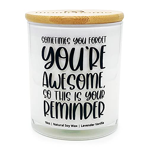Mami Home Scented Candle Jar - Lavender Vanilla Candle with You are Awesome Message, Soy Wax Candles - Inspirational Gifts for Women Friends, Sister, Teachers, Coworkers, Valentine's Day Gift - 10oz