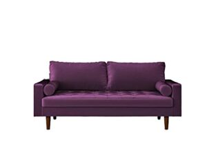 container furniture direct womble modern velvet upholstered living room diamond tufted chesterfield sofa with gleaming nailheads, purple