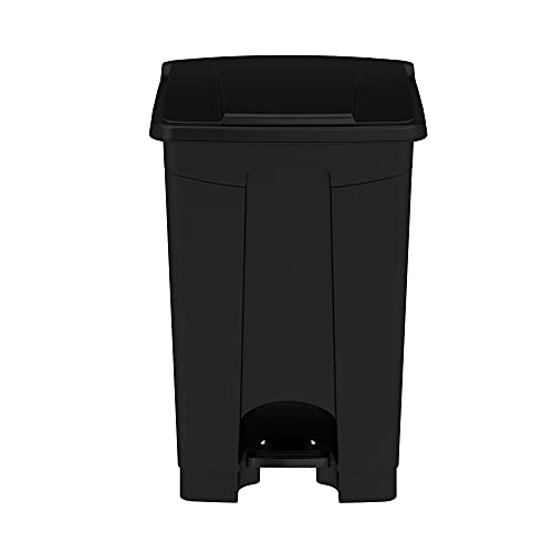 Safco Products Plastic Step-On Trash Can for Hands-Free Disposal, Great for Home/Commercial Use, 12 Gallon, Black (9925BL)