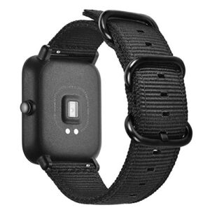 vicrior for amazfit bip/bip 3 pro/bip u pro bands, premium soft nylon replacement strap watch band for amazfit gts/gts 2 / gts 2 mini/gts 2e / gts 3/ gts 4 mini/gts 4, black