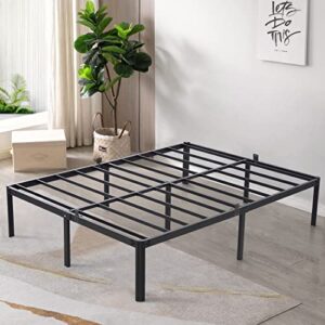 tatago 16 inch metal platform bed frame with anti-collision round legs, 3500lbs heavy duty mattress foundation, easy assembly/silent/anti-shake/non-slip/no box spring needed, full
