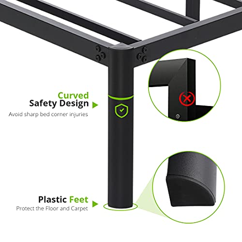 TATAGO 16 Inch Metal Platform Bed Frame with Anti-Collision Round Legs, 3500lbs Heavy Duty Mattress Foundation, Easy Assembly/Silent/Anti-Shake/Non-Slip/No Box Spring Needed, Full