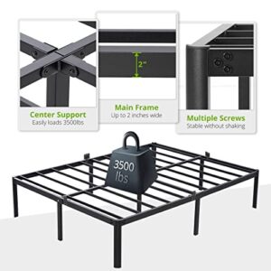 TATAGO 16 Inch Metal Platform Bed Frame with Anti-Collision Round Legs, 3500lbs Heavy Duty Mattress Foundation, Easy Assembly/Silent/Anti-Shake/Non-Slip/No Box Spring Needed, Full