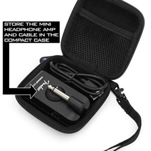 CASEMATIX Carry Case Compatible with Fender Mustang Micro Headphone Amp and Charging Cable - Micro Headphone Amplifier Case Only with Wrist Strap, Black