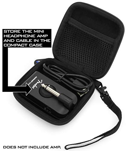 CASEMATIX Carry Case Compatible with Fender Mustang Micro Headphone Amp and Charging Cable - Micro Headphone Amplifier Case Only with Wrist Strap, Black