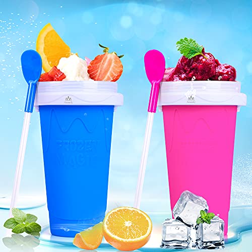 Ansamly Slushy Maker Cup,TIK TOK Magic Quick Frozen Smoothies Cups,Ice Cream Maker Cup with Travel Easy-carry,Slushies and Homemade Milk shake in Minutes,Blue