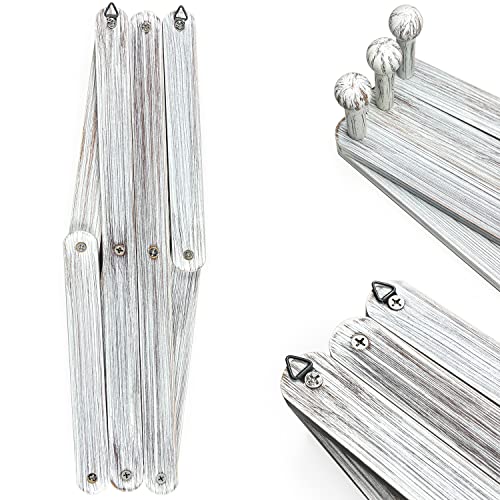 Ballucci Expandable Coat Rack Wall Mount, Adjustable Accordion Style 10 Peg Hanger - Brushed White