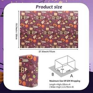 MAMUNU 12 Sheets Halloween Pattern Paper Set, 20×28In Kraft Favor Halloween Wrapping Paper with Sealing Stickers for Halloween Party Decoration DIY Crafting Art Projects
