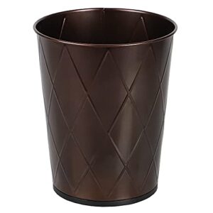 home basics open top waste bin | non-skid base | 8 lt capacity | measures 9.5" x 10.25" | made from steel (diamond design, bronze)