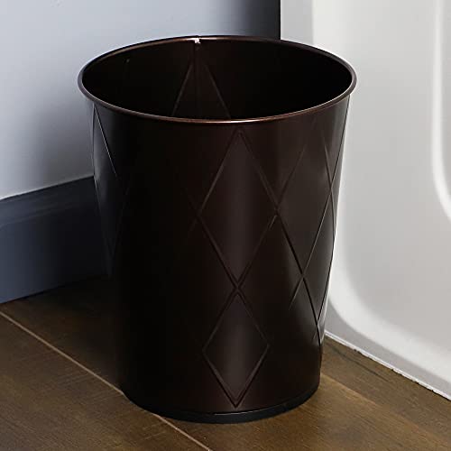 Home Basics Open Top Waste Bin | Non-Skid Base | 8 Lt Capacity | Measures 9.5" x 10.25" | Made from Steel (Diamond Design, Bronze)