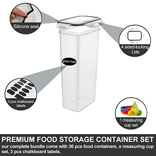 Airtight Food Storage Containers Set, RAZCC 25 PACK Cereal Storage Containers for Kitchen and Pantry Organization BPA Free Kitchen Canisters for Cereal, Rice, Flour & Oats, Free Marker and Labels