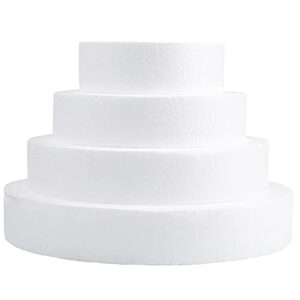 hedume set of 4 round foam cake dummy, 4 sizes cake foam dummies, 6-12 inches foam cake dummy for decorating and wedding display