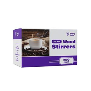 Pantry Value [1000 Count] 5 Inch Wooden Coffee Stirrers - Wood Stir Sticks