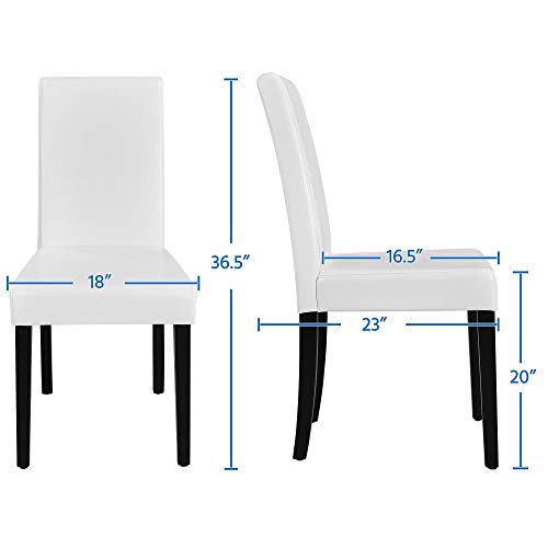 Yaheetech 4pcs Dining Chairs High Back Leather Seat Chair with Wood Legs and Waterproof Surface for Home Kitchen and Restaurant, White