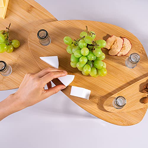 Flat Wine Bottle Cheese Trays Topper Serving Set Picnic Charcuterie Board Floating Cheese Boards Set Wedding Gifts Cutting Serving Platter Tray Solid Bamboo Sealed 3 Piece Extra Large Premium