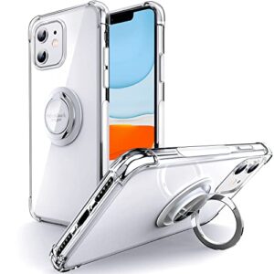 silverback designed for iphone 11 case clear with ring kickstand, protective soft tpu shock -absorbing bumper shockproof phone case for apple iphone 11 6.1 inch -clear