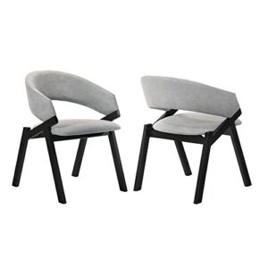 Armen Living Talulah Fabric and Veneer Dining Side Chairs-Set of 2, 19" Seat Height, Gray/Black