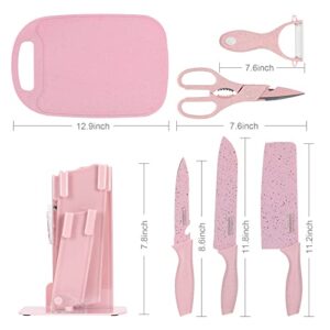 cute knife set includes 3 kitchen knives, ceramic peeler and multipurpose scissor, dishwasher safe, good for beginners