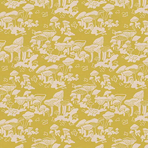 PBS Fabrics Botanica by Kasey Free, Organic Double Gauze by The Yard, Forest Floor, Gold