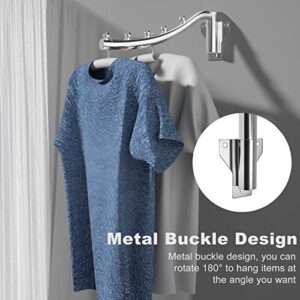 Clothes Drying Rack Folding Wall Mount, Wall Mounted Swivel Clothes Drying Rack, Stainless Steel Heavy Duty Laundry Hangers Wall Clothes Rack with Swing Arm Foldable Closet Storage Organization, 2 PCS