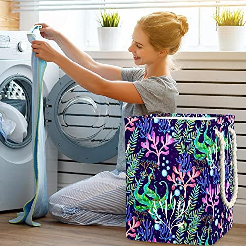 DEYYA Waterproof Laundry Baskets Tall Sturdy Foldable Dark Coral Print Hamper for Adult Kids Teen Boys Girls in Bedrooms Bathroom