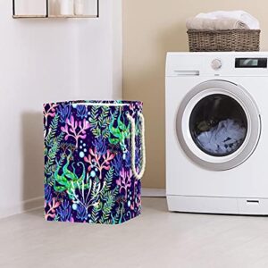 DEYYA Waterproof Laundry Baskets Tall Sturdy Foldable Dark Coral Print Hamper for Adult Kids Teen Boys Girls in Bedrooms Bathroom