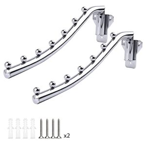 Folding Wall Mounted Clothes Rack, Wall Clothes Hanger Detachable Sturdy Swing Arm Coat Hanger Stainless Steel Clothes Hook Closet Rod Clothing Holder Drying Racks for Bathrooms Laundry Room, 2 Pack